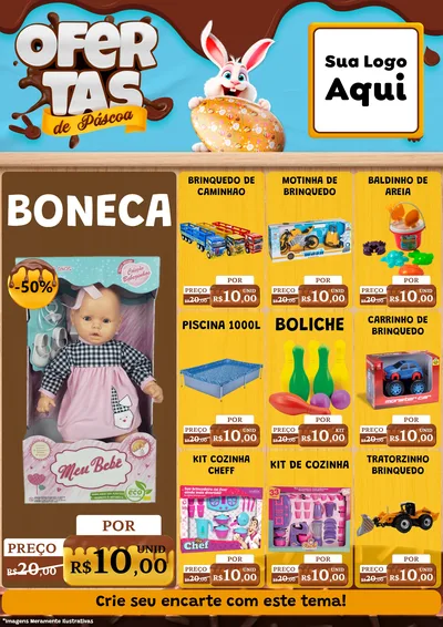 Modelo de Encarte para Encarte A4 Vertical com o tema Ofertas de Páscoa para Brinquedos