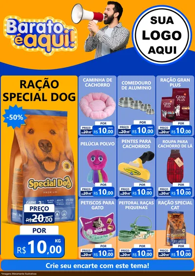 Modelo de Encarte para Encarte A4 Vertical com o tema Barato é aqui para Pet Shop