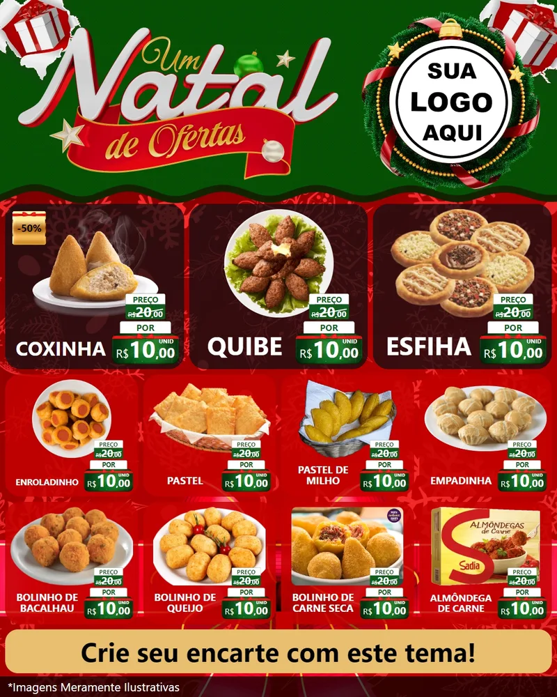 Modelo de Rede Social para Feed Instagram com o tema Um Natal de Ofertas para Salgadaria