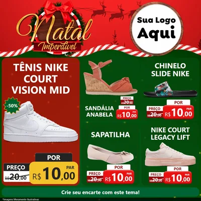 Modelo de Rede Social para Feed Facebook com o tema Natal Imperdível para Calçados