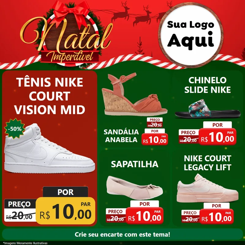 Modelo de Rede Social para Feed Facebook com o tema Natal Imperdível para Calçados