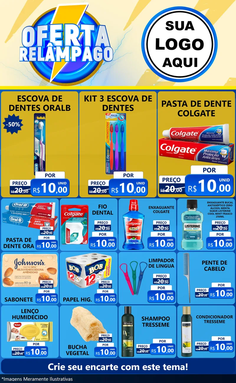 Modelo de Encarte para Encarte Grande com o tema Oferta Relâmpago para Higiene Pessoal