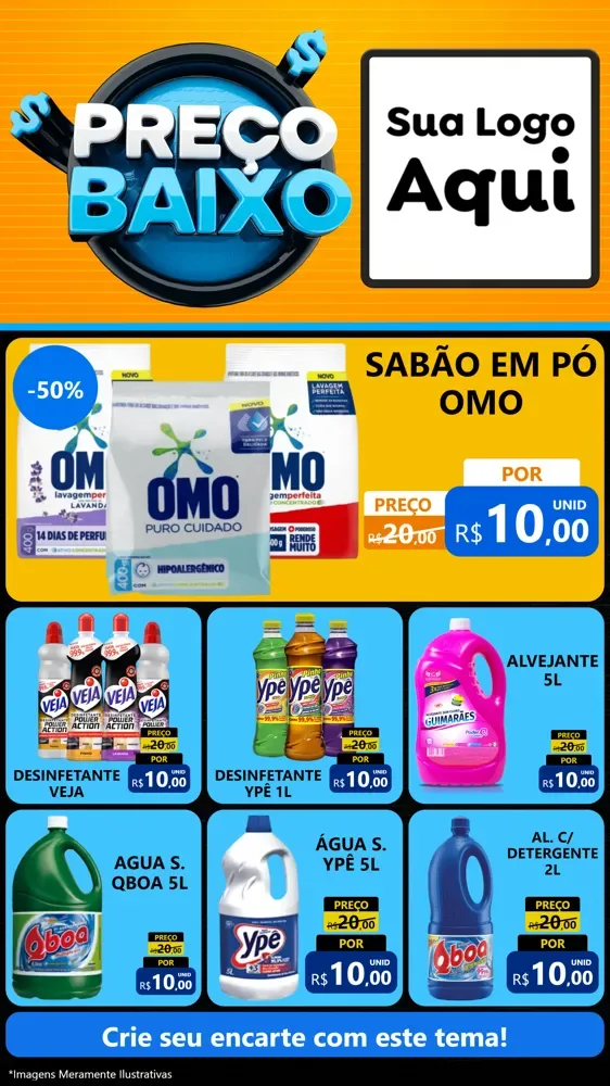 Modelo de Rede Social para Stories com o tema Preço Baixo para Produtos de Limpeza