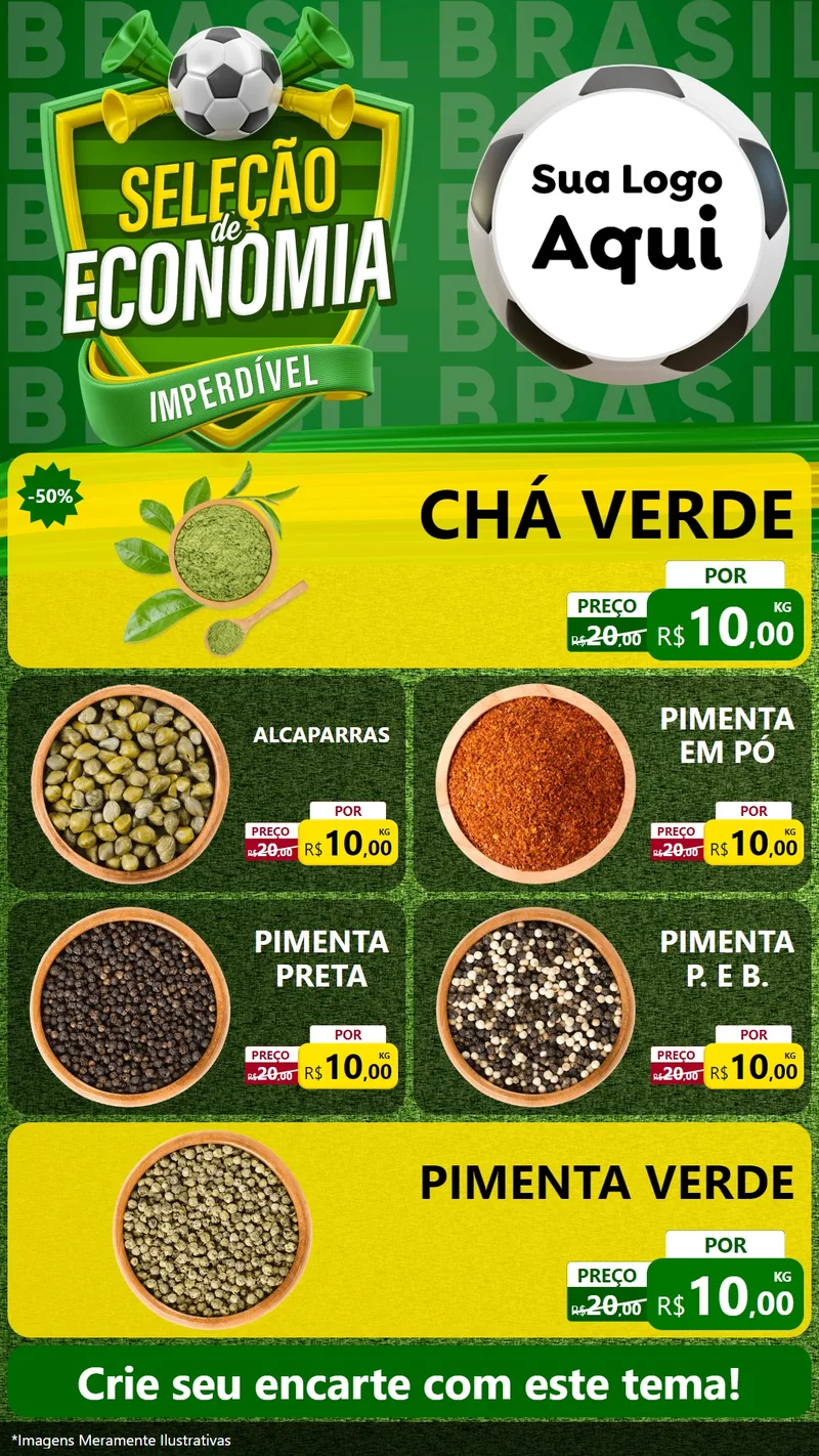 Modelo de TV para TV Vertical com o tema Seleção de Economia - Copa para Produtos Naturais