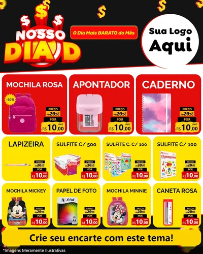 Modelo de Rede Social para Feed Instagram com o tema Nosso Dia D para Papelaria