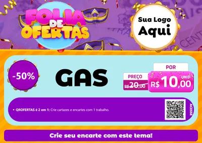 Modelo de Cartaz para Cartaz A4 Horizontal com o tema Folia de Ofertas para Água e gás