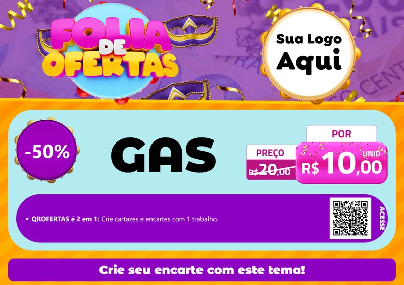 Modelo de Cartaz para Cartaz A4 Horizontal com o tema Folia de Ofertas para Água e gás