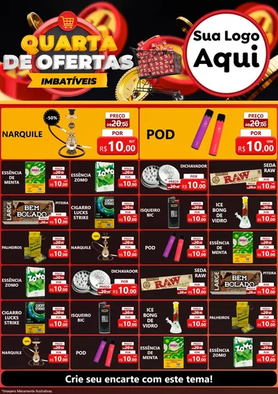 Modelo de Encarte para Encarte A4 Vertical com o tema Quarta de Ofertas Imbatíveis para Tabacaria