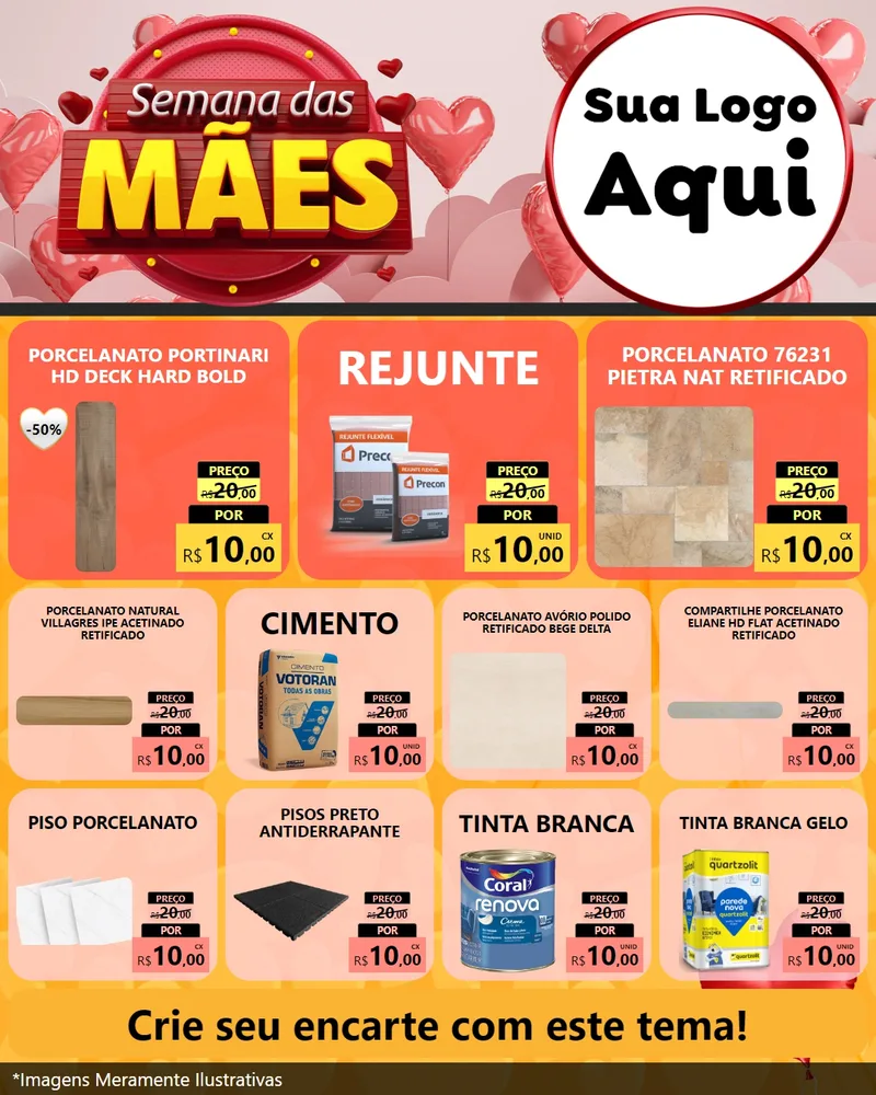 Modelo de Rede Social para Feed Instagram com o tema Semana das Mães para Pisos e revestimentos