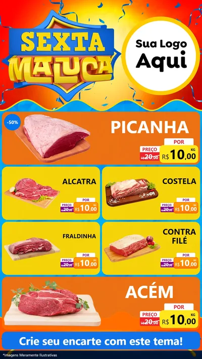 Modelo de TV para TV Vertical com o tema Sexta Maluca para Açougue