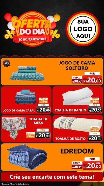 Modelo de TV para TV Vertical com o tema Oferta do Dia - Só hoje, Aproveite! para Cama, Mesa e Banho