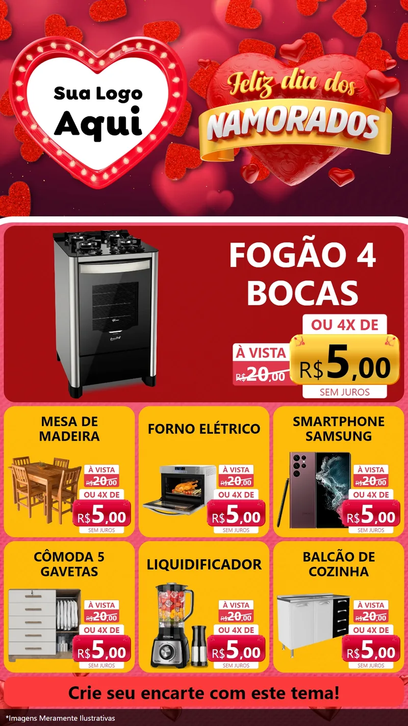 Modelo de Rede Social para Stories com o tema Feliz Dia Dos Namorados para Móveis e Eletro