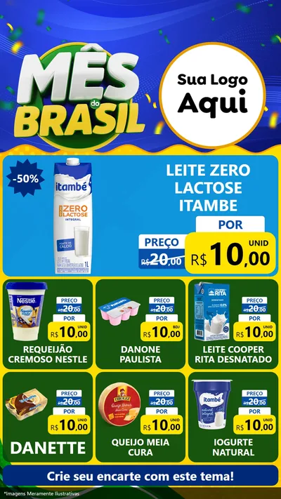 Modelo de Rede Social para Stories com o tema Mês do Brasil para Frios e Laticínios