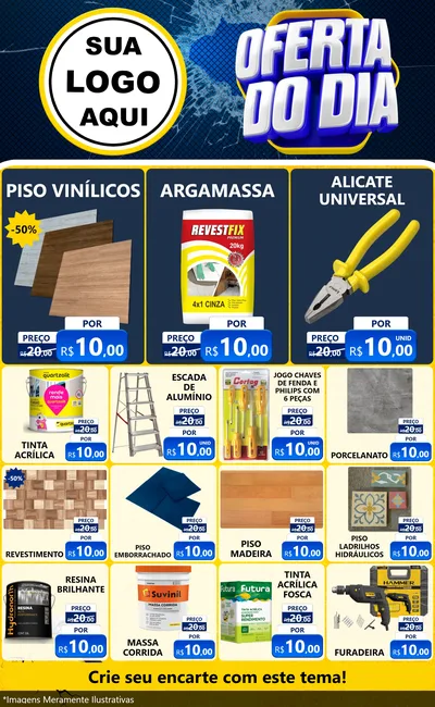 Modelo de Encarte para Encarte Grande com o tema Oferta do Dia - Material de Construção para Material para Construção