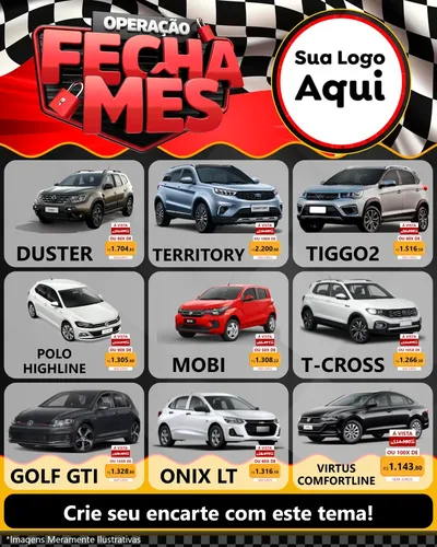 Modelo de Rede Social para Feed Instagram com o tema Operação Fecha Mês - Auto Moto para Concessionaria de Carros