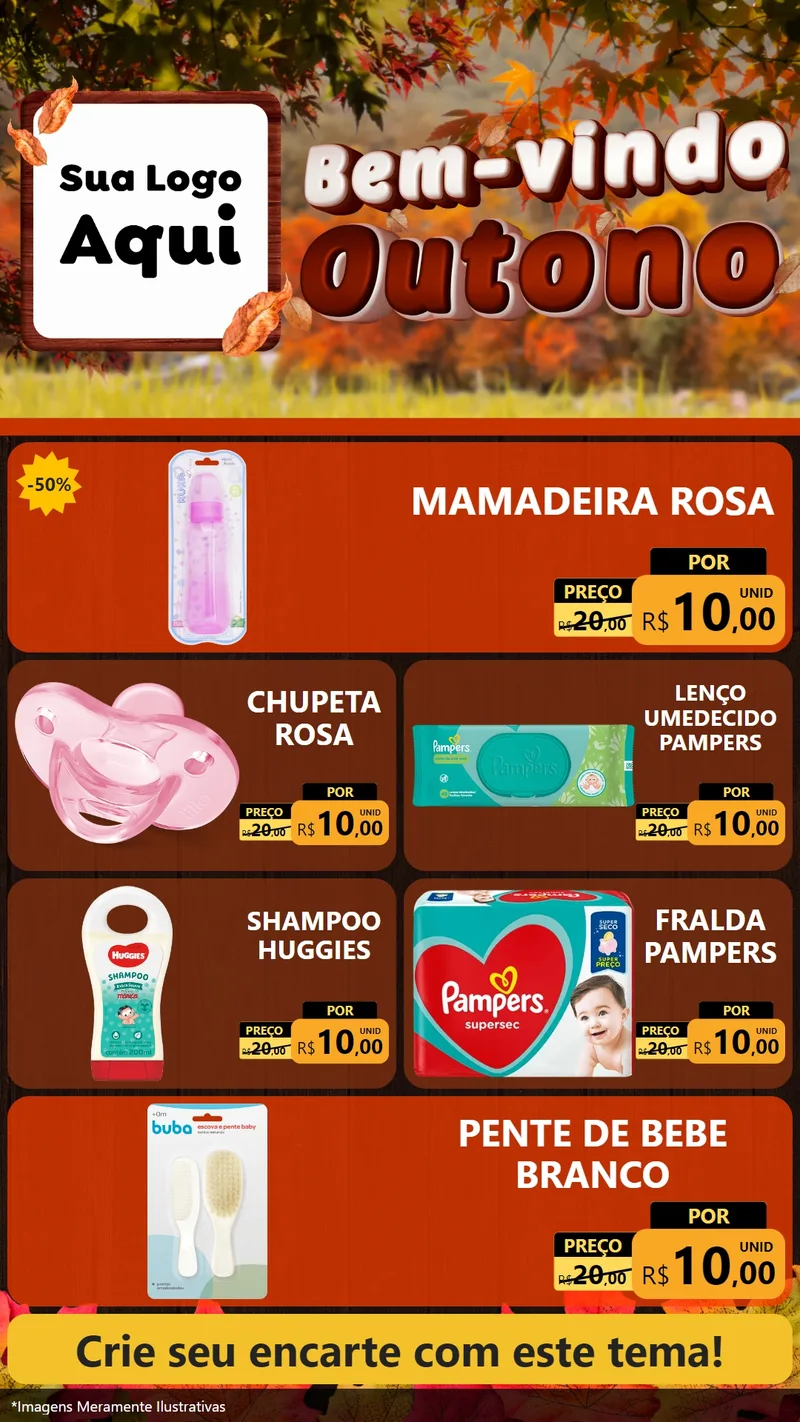 Modelo de TV para TV Vertical com o tema Bem-vindo Outono para Bebês