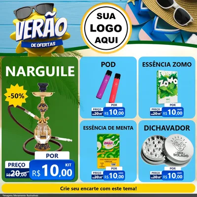 Modelo de Rede Social para Feed Facebook com o tema Verão de Ofertas para Tabacaria