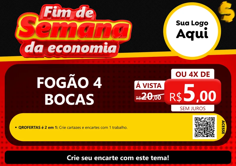 Modelo de Cartaz para Cartaz A4 Horizontal com o tema Fim de Semana da Economia para Móveis e Eletro