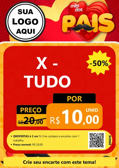 Modelo de Cartaz para Cartaz A4 Vertical com o tema Mês Dos Pais para Hamburgueria