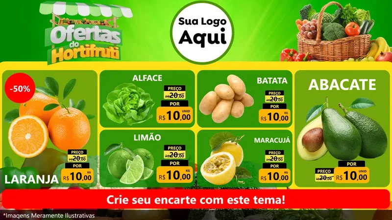 Modelo de TV para TV Horizontal com o tema Ofertas do Hortifrúti para Hortifrúti