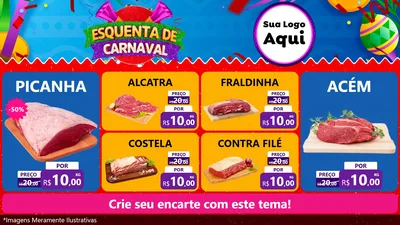 Modelo de TV para TV Horizontal com o tema Esquenta de Carnaval para Açougue