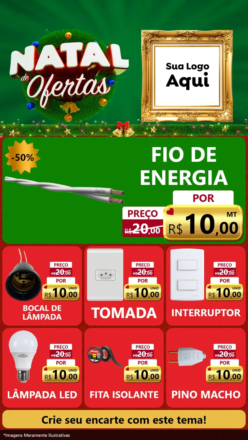 Modelo de Rede Social para Stories com o tema Natal de Ofertas para Materiais Elétricos