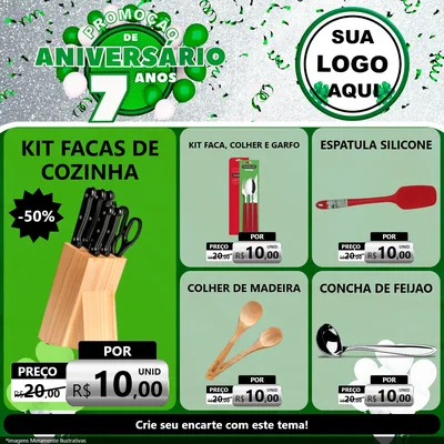 Modelo de Rede Social para Feed Facebook com o tema Promoção de Aniversário - 7 Anos para Utilidades Domésticas