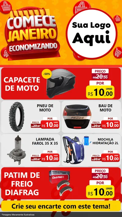 Modelo de TV para TV Vertical com o tema Comece Janeiro Economizando para Moto peças