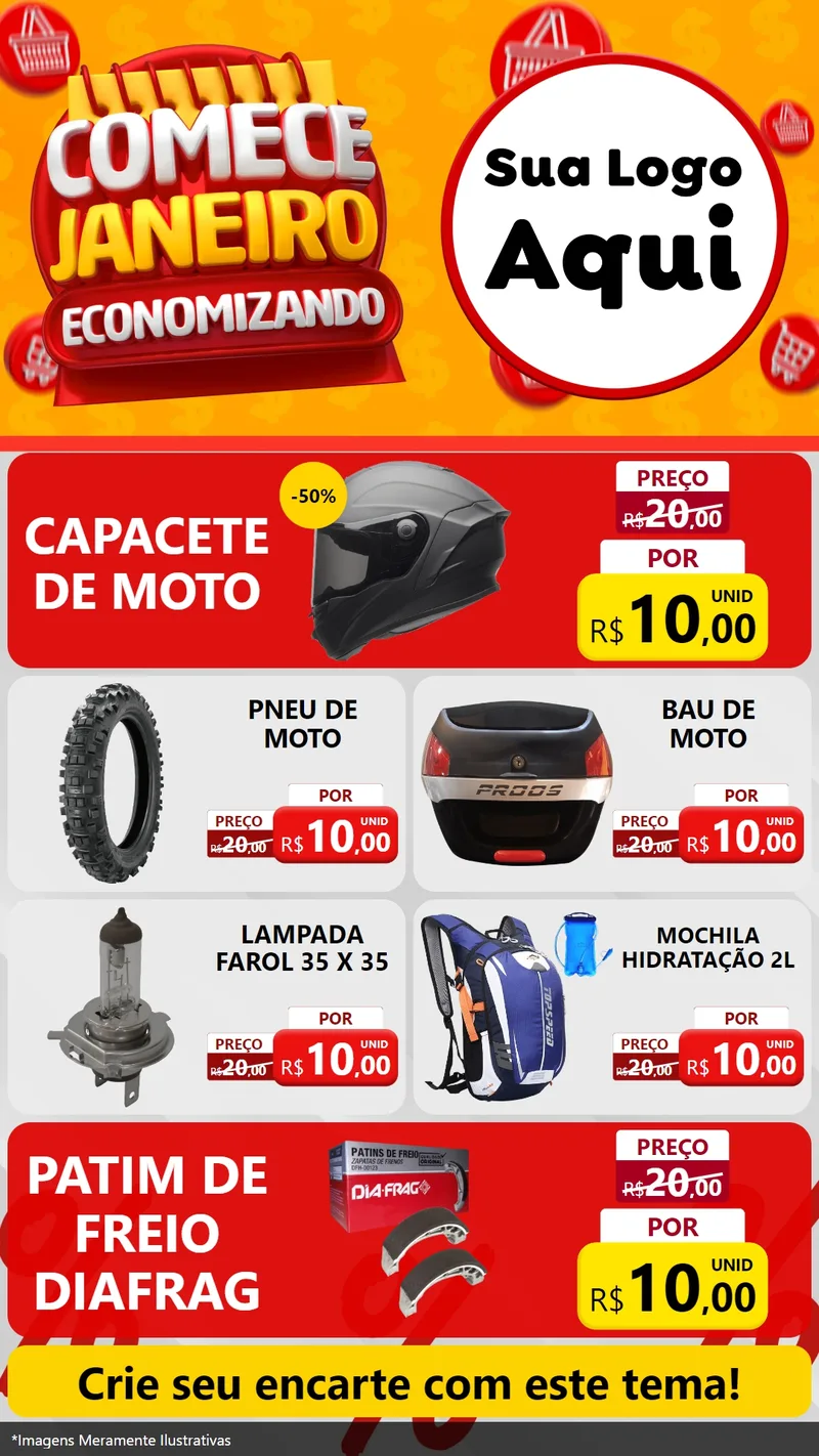 Modelo de TV para TV Vertical com o tema Comece Janeiro Economizando para Moto peças
