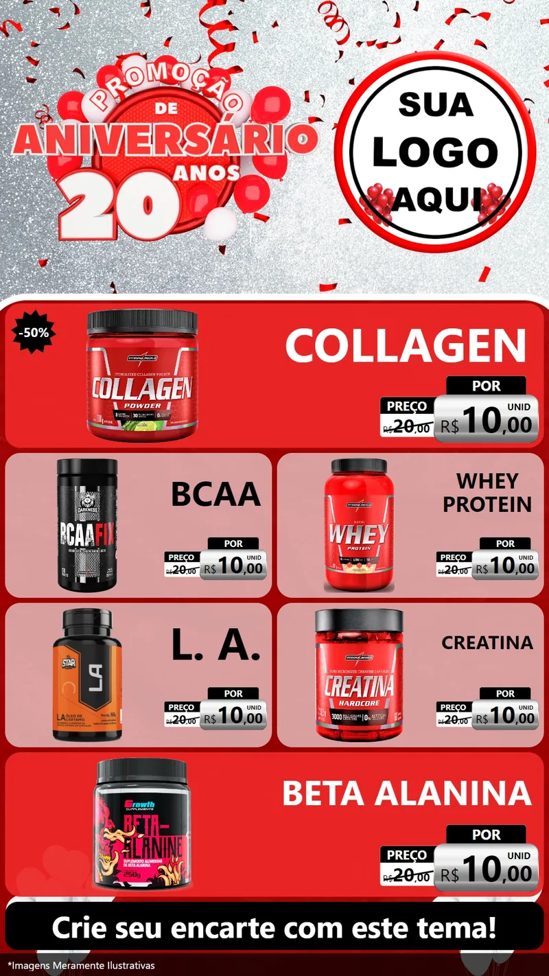 Modelo de TV para TV Vertical com o tema Promoção de Aniversário - 20 Anos para Suplementos alimentares