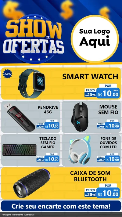 Modelo de TV para TV Vertical com o tema Show de Ofertas para Informática