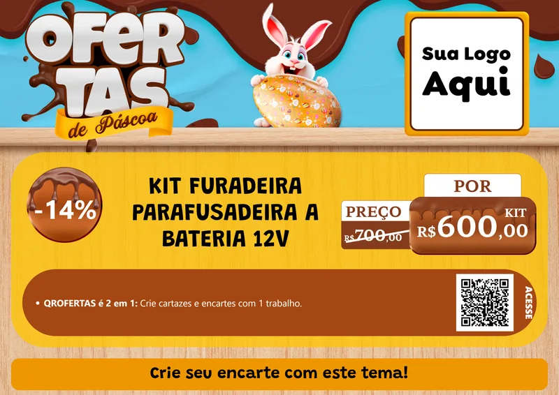 Modelo de Cartaz para Cartaz A4 Horizontal com o tema Ofertas de Páscoa para Maquinas e Ferramentas