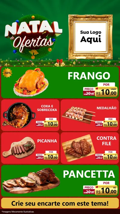Modelo de TV para TV Vertical com o tema Natal de Ofertas para Assados