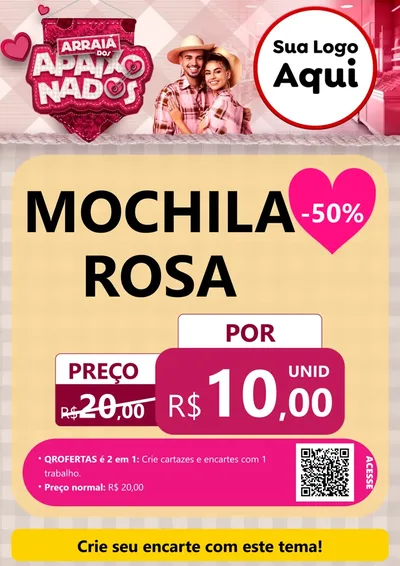 Modelo de Cartaz para Cartaz A4 Vertical com o tema Arraiá dos Apaixonados - Junina para Papelaria