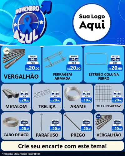 Modelo de Rede Social para Feed Instagram com o tema Novembro Azul para Ferragens