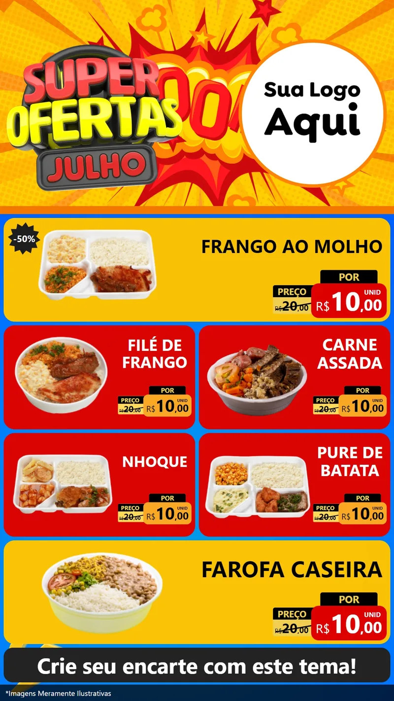 Modelo de TV para TV Vertical com o tema Super Ofertas Julho para Restaurante