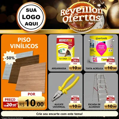 Modelo de Rede Social para Feed Facebook com o tema Réveillon de Ofertas para Material para Construção
