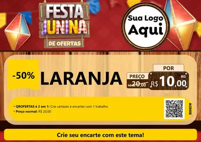 Modelo de Cartaz para Cartaz A4 Horizontal com o tema Festa Junina de Ofertas para Hortifrúti