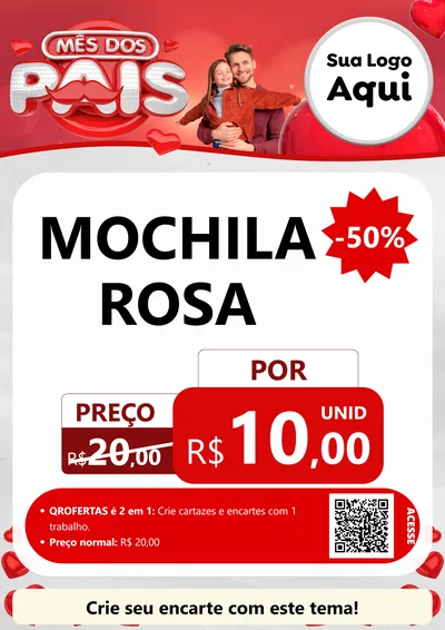 Modelo de Cartaz para Cartaz A4 Vertical com o tema Mês dos Pais para Papelaria
