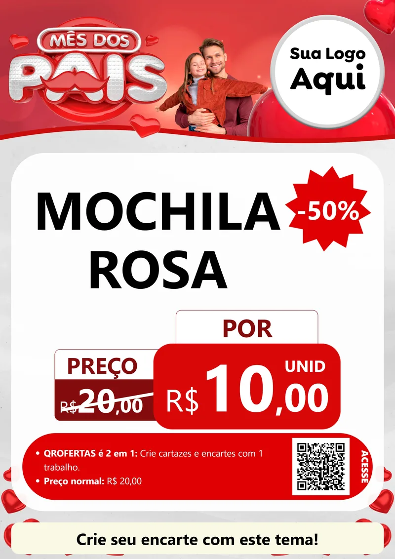 Modelo de Cartaz para Cartaz A4 Vertical com o tema Mês dos Pais para Papelaria