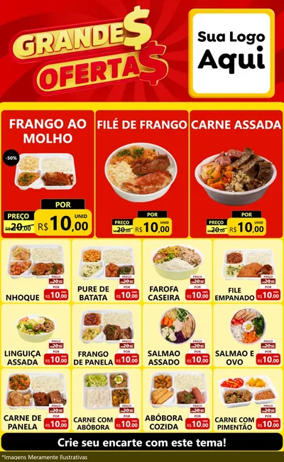 Modelo de Encarte para Encarte Grande com o tema Grandes Ofertas para Restaurante