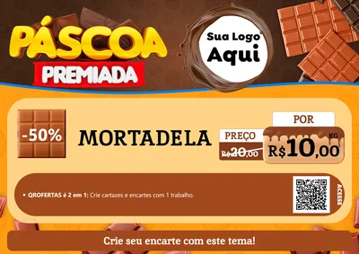 Modelo de Cartaz para Cartaz A4 Horizontal com o tema Páscoa Premiada para Frios e Laticínios