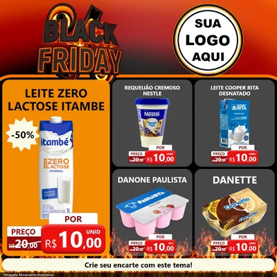 Modelo de Rede Social para Feed Facebook com o tema Black Friday para Frios e Laticínios