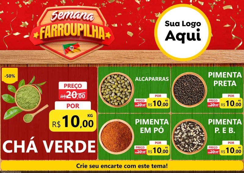 Modelo de Encarte para Encarte A4 Horizontal com o tema Semana Farroupilha para Produtos Naturais