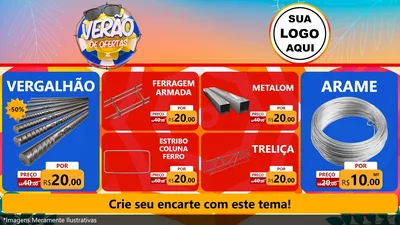 Modelo de TV para TV Horizontal com o tema Verão de Ofertas para Ferragens