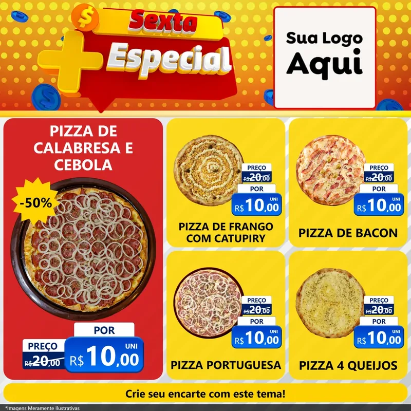 Modelo de Rede Social para Feed Facebook com o tema Sexta Mais Especial para Pizzaria