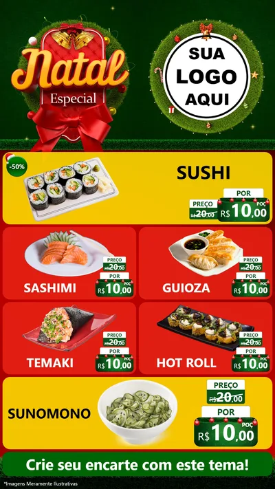 Modelo de TV para TV Vertical com o tema Natal Especial para Comida japonesa