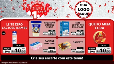 Modelo de TV para TV Horizontal com o tema Promoção de Aniversário - 1 Ano para Frios e Laticínios