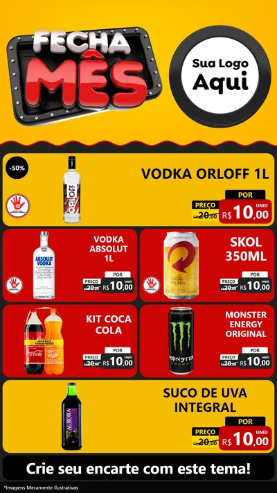Modelo de TV para TV Vertical com o tema Fecha Mês para Distribuidora de bebidas