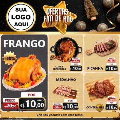 Modelo de Rede Social para Feed Facebook com o tema Ofertas de Fim de Ano para Assados